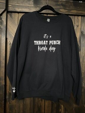 Women’s  Black Graphic Crewneck Sweatshirt - 'Throat Punch'